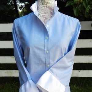 🌷 Pearly Vine Oxford Shirt w/Ruffled Collar/Cuffs